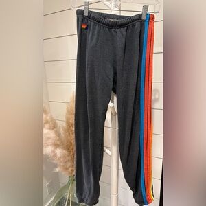 Aviator Nation 5 Stripe Sweatpants in Charcoal Gray Size Small